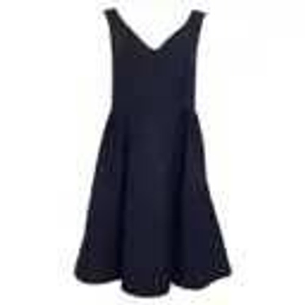 Red Valentino Navy Blue V-Neck Fit and Flare Dress Sleeveless Size 42 US 8 Med